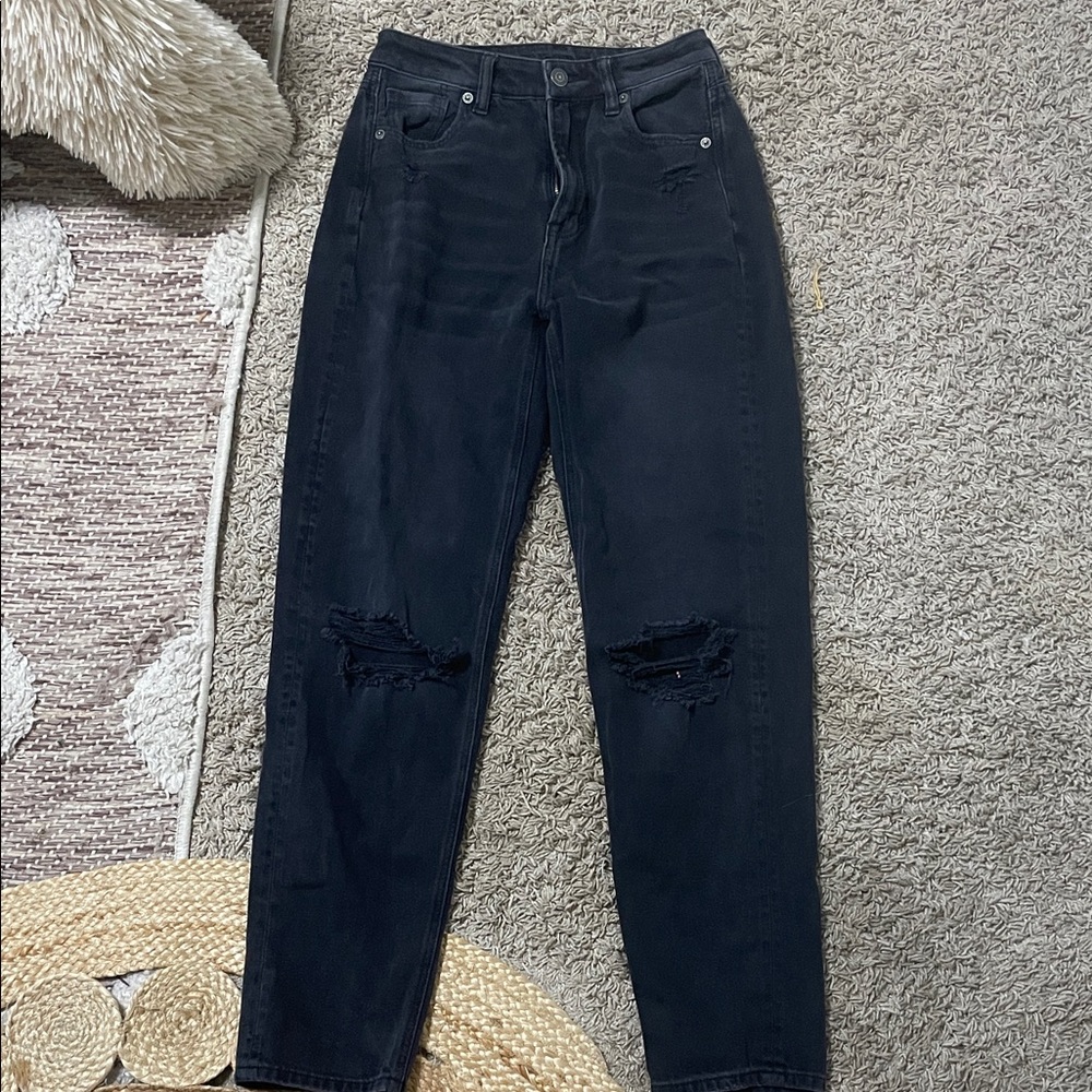 American Eagle Outfitters High Rise Black Distressed Jeans
